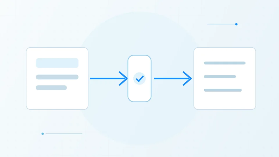 Original illustration of a CRM timeline automatically creating a reminder while a person reviews an exception.