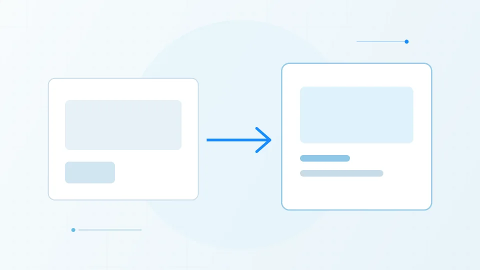 Originalillustration einer bestehenden Website-Struktur, die in einen klareren responsiven Seitenplan übergeht.